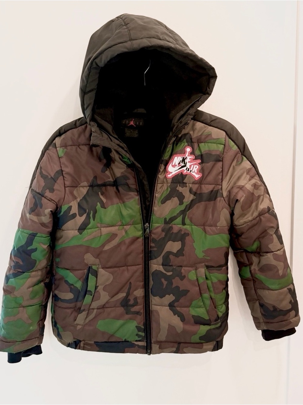 Jordan Brand Boys Warm Camo Hooded Puffer Jacket Camouflage Nike Air M 10-12